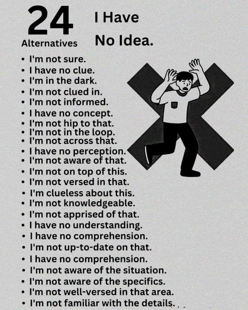 Alternative ways to say I have no idea.