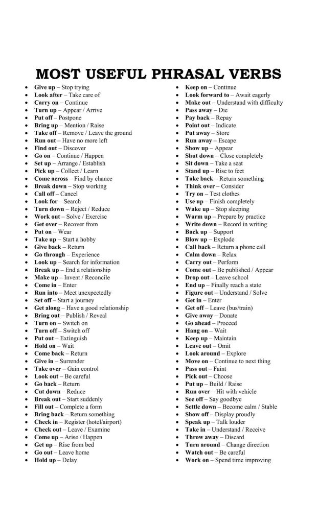 The Most Useful Phrasal Verbs