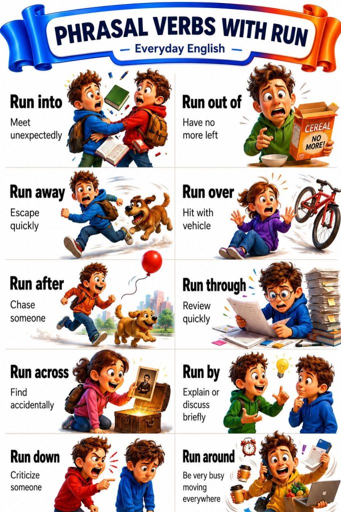 Phrasal Verbs with run and their meanings